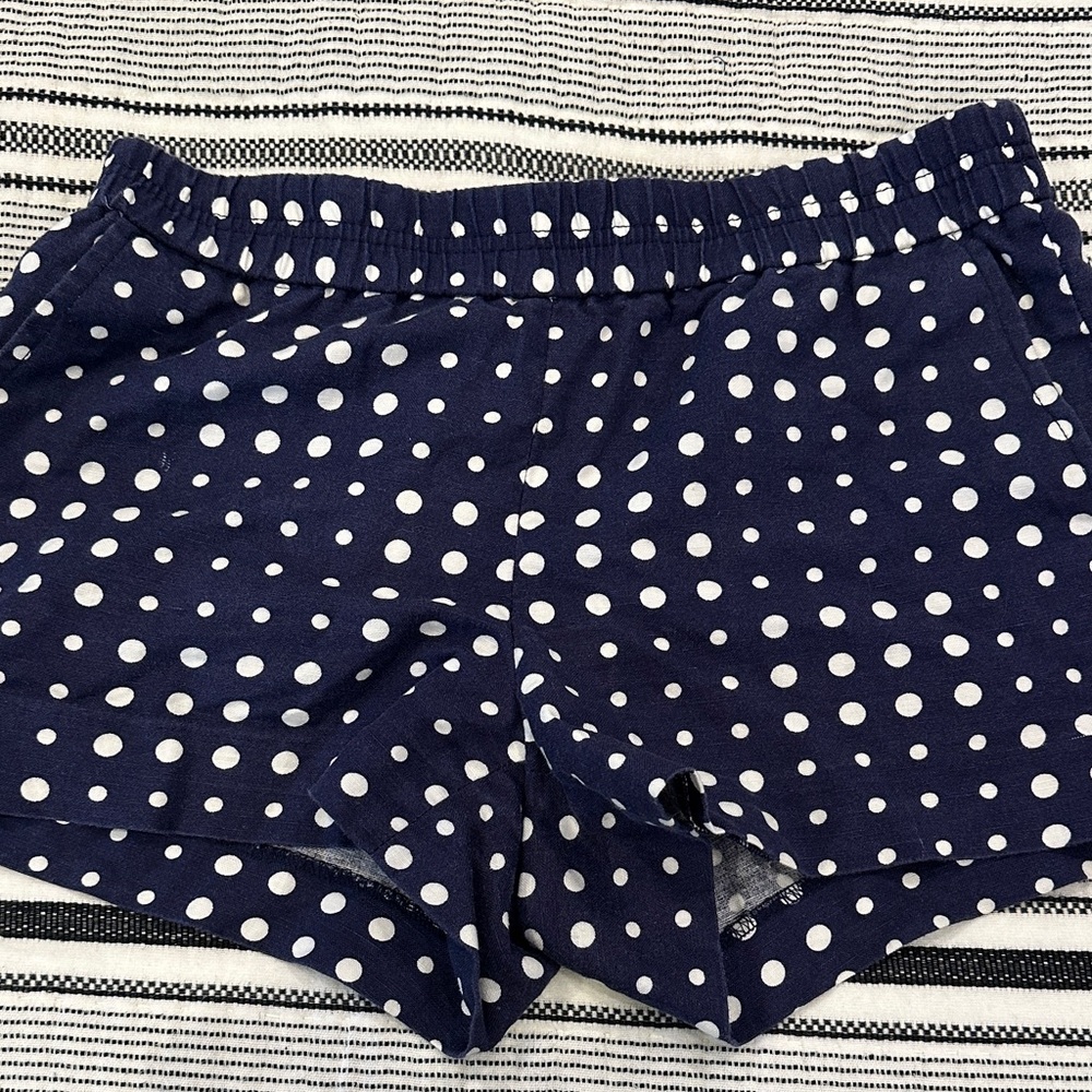 J. Crew Dark Blue and White Dotted Athletic Shorts
